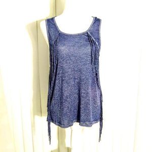 TANK TOP*WISHFUL PARK*FRINGED*BOHO STYLE*WOMEN SIZE L*LIGHT BLUE*NWOT*